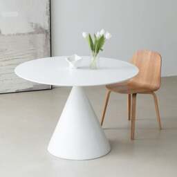 Rackhams Calvin Cone Round Dining Table, White - Black - ⌀100cm - thumbnail 1