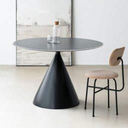 Rackhams Calvin Cone Round Dining Table, White - Black - ⌀100cm - thumbnail 6