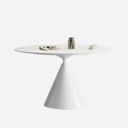 Rackhams Calvin Cone Round Dining Table, White - Black - ⌀100cm - thumbnail 3