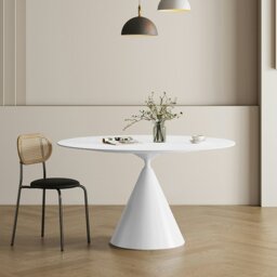 Rackhams Calvin Cone Round Dining Table, White - Black - ⌀100cm - thumbnail 2