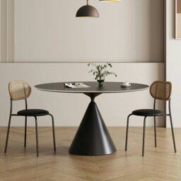 Rackhams Calvin Cone Round Dining Table, White - Black - ⌀100cm - thumbnail 5