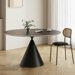 Rackhams Calvin Cone Round Dining Table, White - Black - ⌀100cm - thumbnail 4