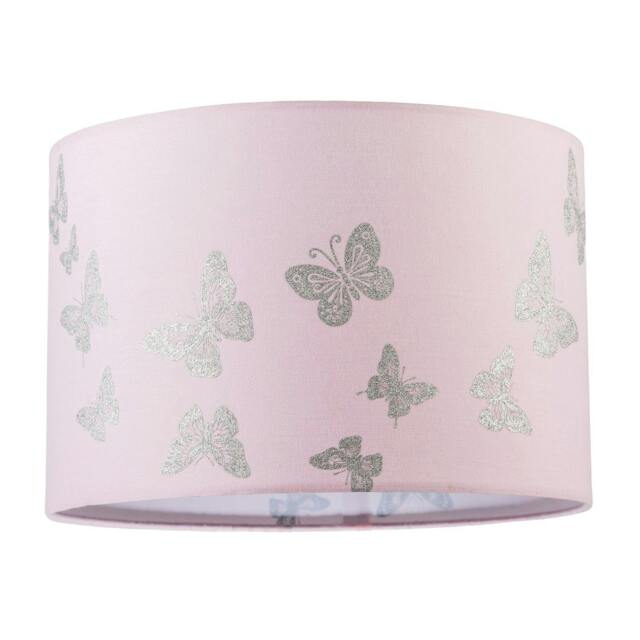 Rackhams Modern Feminine Soft Pink Lamp Shade with Silver Glitter Butterflies - image 1