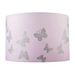 Rackhams Modern Feminine Soft Pink Lamp Shade with Silver Glitter Butterflies - thumbnail 4