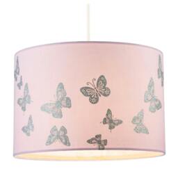 Rackhams Modern Feminine Soft Pink Lamp Shade with Silver Glitter Butterflies - thumbnail 2