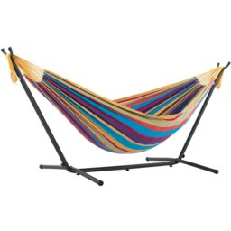 Rackhams Double Cotton Hammock with Stand (250cm) - Tropical