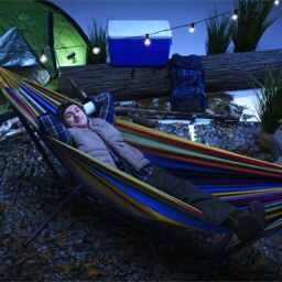 Rackhams Double Cotton Hammock with Stand (250cm) - Tropical - thumbnail 4