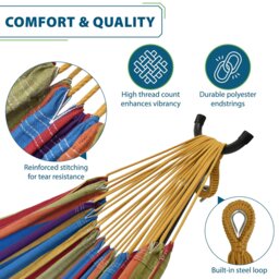 Rackhams Double Cotton Hammock with Stand (250cm) - Tropical - thumbnail 5