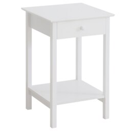 Rackhams Wooden Bedside Table Cabinet W/ Drawer Shelf Storage End Side White - thumbnail 2