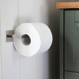 Rackhams Polished Stainless Steel Toilet Roll Holder Self Adhesive Bathroom Wall Mounted - thumbnail 2