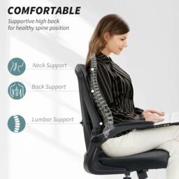 Rackhams Mesh Back Office Chair, with Flip-Up Arms - Black - thumbnail 4