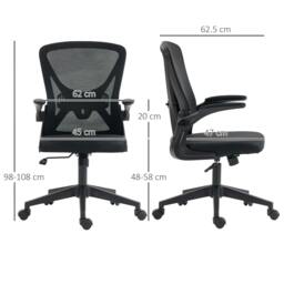 Rackhams Mesh Back Office Chair, with Flip-Up Arms - Black - thumbnail 3