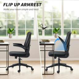 Rackhams Mesh Back Office Chair, with Flip-Up Arms - Black - thumbnail 5