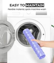 Rackhams Bath Mat Non Slip, 100 x 40cm Extra Long Shower Mat with Suction Cups and Drain Holes - Purple - thumbnail 6