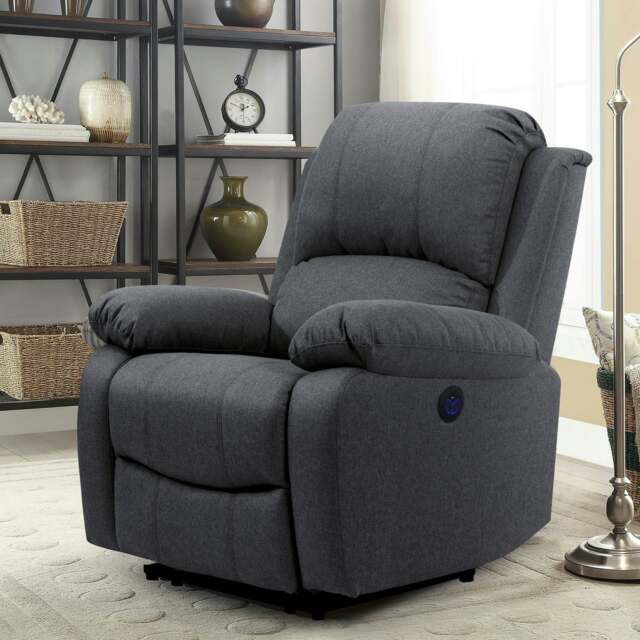 Rackhams Linen Electric Reclining Sofa Set - Dark Grey - Chair only - image 1