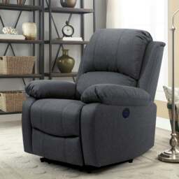Rackhams Linen Electric Reclining Sofa Set - Dark Grey - Chair only - thumbnail 1