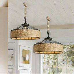Rackhams Rustic Hemp Rope Ceiling Light Pendant Shade Brown - thumbnail 2