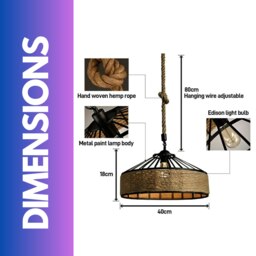 Rackhams Rustic Hemp Rope Ceiling Light Pendant Shade Brown - thumbnail 5