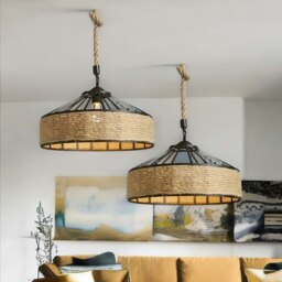 Rackhams Rustic Hemp Rope Ceiling Light Pendant Shade Brown - thumbnail 3