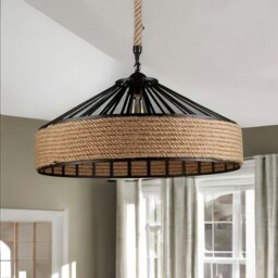 Rackhams Rustic Hemp Rope Ceiling Light Pendant Shade Brown - thumbnail 1