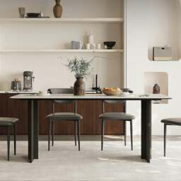Rackhams Hasegawa Dining Table, Sintered Stone With Black Legs - 140 x 80cm - NO Chair - thumbnail 3