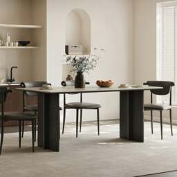 Rackhams Hasegawa Dining Table, Sintered Stone With Black Legs - 140 x 80cm - NO Chair - thumbnail 2