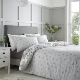 Rackhams Elinda Floral Reversible Duvet Cover Set - Grey - King - thumbnail 2