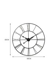Rackhams 60cm Dia Vintage Cut-Out Roman Numeral  Metal Wall Clock - Dark Grey - thumbnail 4