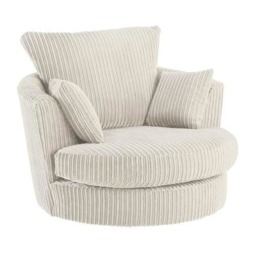 Rackhams Chicago Full Back Living Room Furniture Range - Cloud Cream - Swivel Chair - thumbnail 1