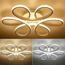 Rackhams Floral 6 Rings Modern LED Ceiling Light Dimmable with Remote Control - 58 cm - thumbnail 4