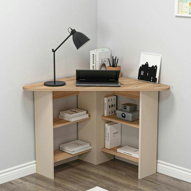 Rackhams Corner Computer Desk with Shelves-Gredos - Atlantic Pine - Beige - image 1