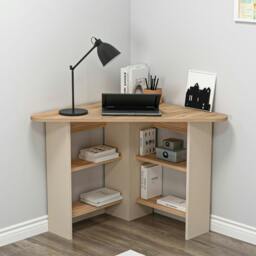 Rackhams Corner Computer Desk with Shelves-Gredos - Atlantic Pine - Beige
