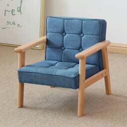 Rackhams MINI Single Children’s Sofa with Linen Fabric Upholstery - Blue - thumbnail 1
