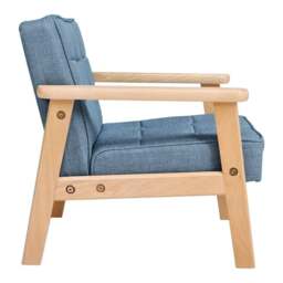 Rackhams MINI Single Children’s Sofa with Linen Fabric Upholstery - Blue - thumbnail 6