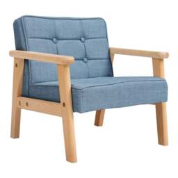 Rackhams MINI Single Children’s Sofa with Linen Fabric Upholstery - Blue - thumbnail 5