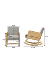 Rackhams Grey Linen Wooden Rocking Chair - Grey - thumbnail 6