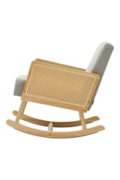 Rackhams Grey Linen Wooden Rocking Chair - Grey - thumbnail 2