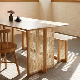 Rackhams Gavril Rattan Dining Table, Oak, Rectangle - A Set Of 2 Dining Chairs ( NO Dining Table ) - thumbnail 3