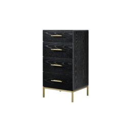 Rackhams Tulip Tall Boy 4 Drawer Narrow Chest - Wenge (Black Stained Oak) - Wenge (Black Stained Oak) - thumbnail 2