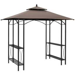 Rackhams 2.5 x 1.5m BBQ Tent Canopy Patio Outdoor Awning Gazebo Party Sun Shelter - Coffee - thumbnail 1