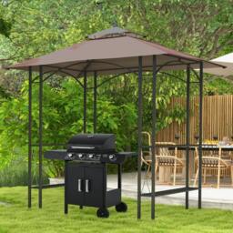 Rackhams 2.5 x 1.5m BBQ Tent Canopy Patio Outdoor Awning Gazebo Party Sun Shelter - Coffee - thumbnail 2