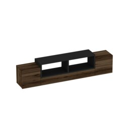 Rackhams Morica Floating TV Stand with Shelves and Cabinets - Atlantic Pine & Beige - thumbnail 6