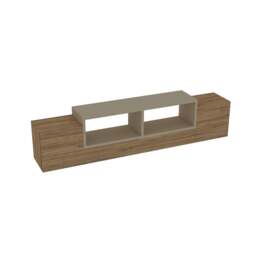 Rackhams Morica Floating TV Stand with Shelves and Cabinets - Atlantic Pine & Beige