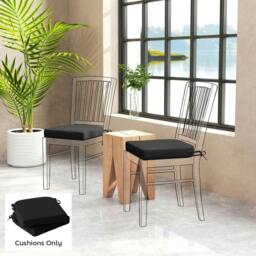 Rackhams Outdoor Chair Seat Cushions Set of 2, Garden Chair Cushions - Cream - 40 x 40 x 7 cm - thumbnail 2