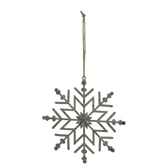 Rackhams Rustic Snowflake Christmas Hanging Decoration - White - White - 13cm x 1cm x 13cm - 100% Mixed - image 1