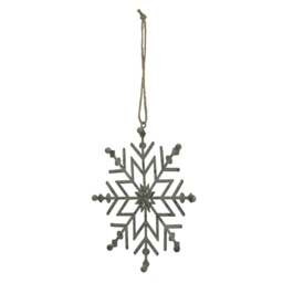 Rackhams Rustic Snowflake Christmas Hanging Decoration - White - White - 13cm x 1cm x 13cm - 100% Mixed - thumbnail 2