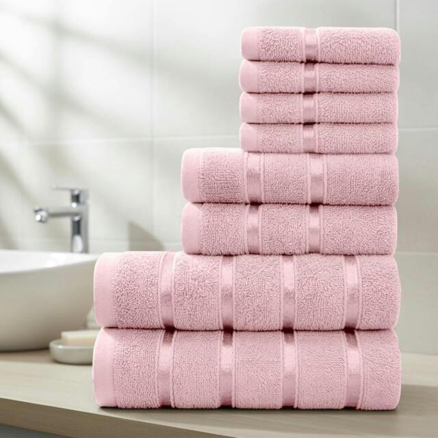 Rackhams Boston 8 PCS Towel Bale Set - Pink - Pink - image 1