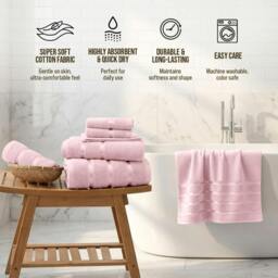 Rackhams Boston 8 PCS Towel Bale Set - Pink - Pink - thumbnail 4