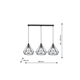 Rackhams Triangolo Pendant Lamp Hand Made Matt Black Industrial Chic - thumbnail 2