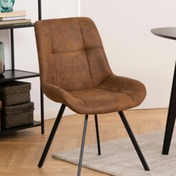 Rackhams Waylor Dining Chair in Brown Fabric Set of 2 - 1 - thumbnail 5